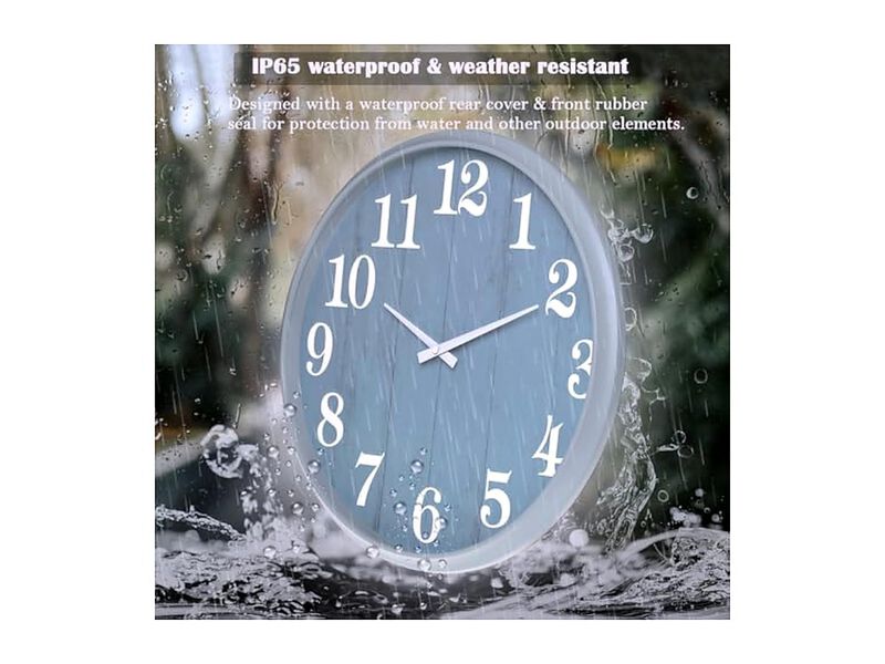 Swimming Pools Gardens Warehouses Wall Clock Outdoor Waterproof Battery Operated image number 2