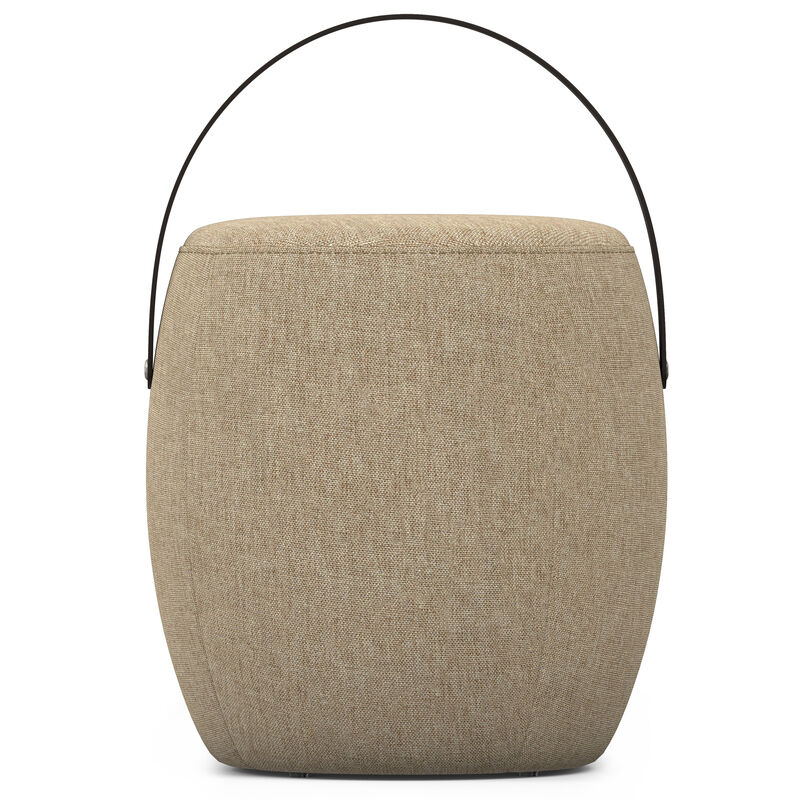 Ramsay 16 inch Wide Contemporary Irregular Footstool in Taupe Linen Look Fabric, Fully Assembled