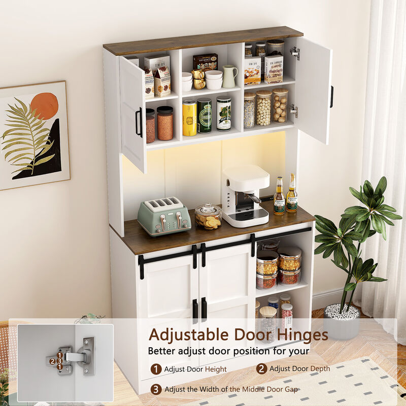 Plelse Farmhouse Tall Bar Sideboard Storage Cabinet image number 5