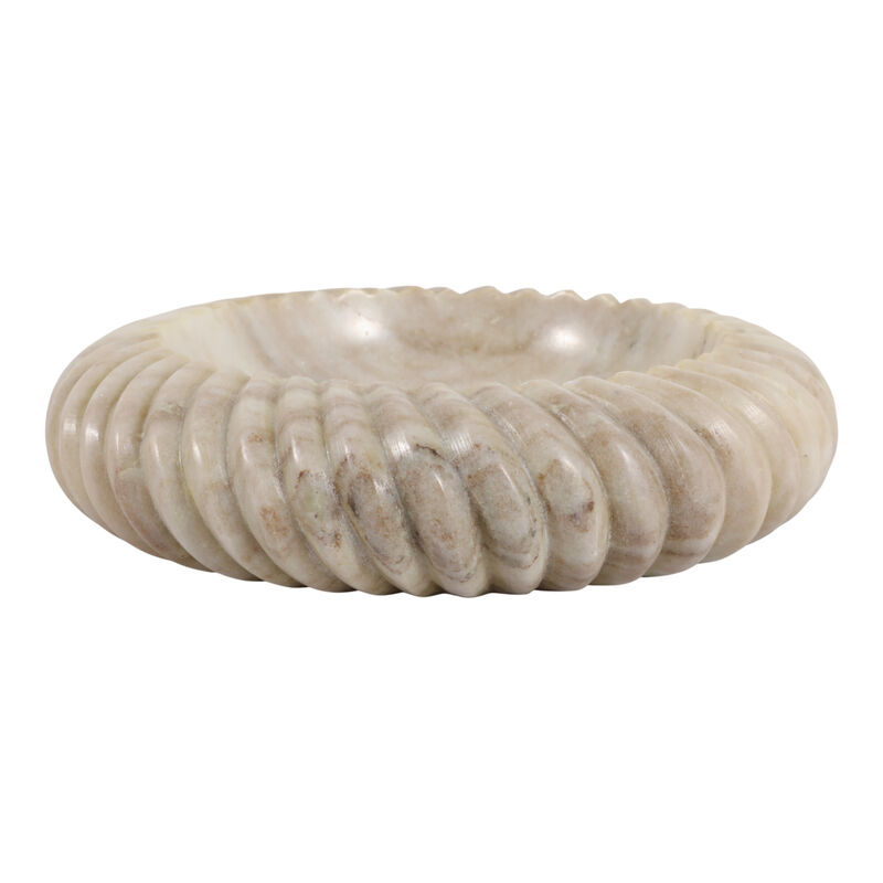 12x12" Ribbed Marble Bowl, Beige image number 2