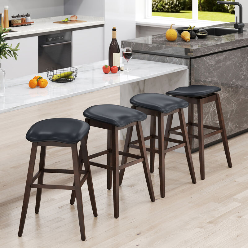 Swivel Counter Stools Set of 2 – Padded Seat with Footrest and Ergonomic Back