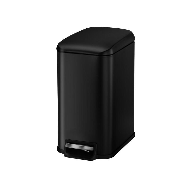 Slim Bathroom Trash Can, Steel Step Pedal Bin with Soft Close Lid - Black image number 8