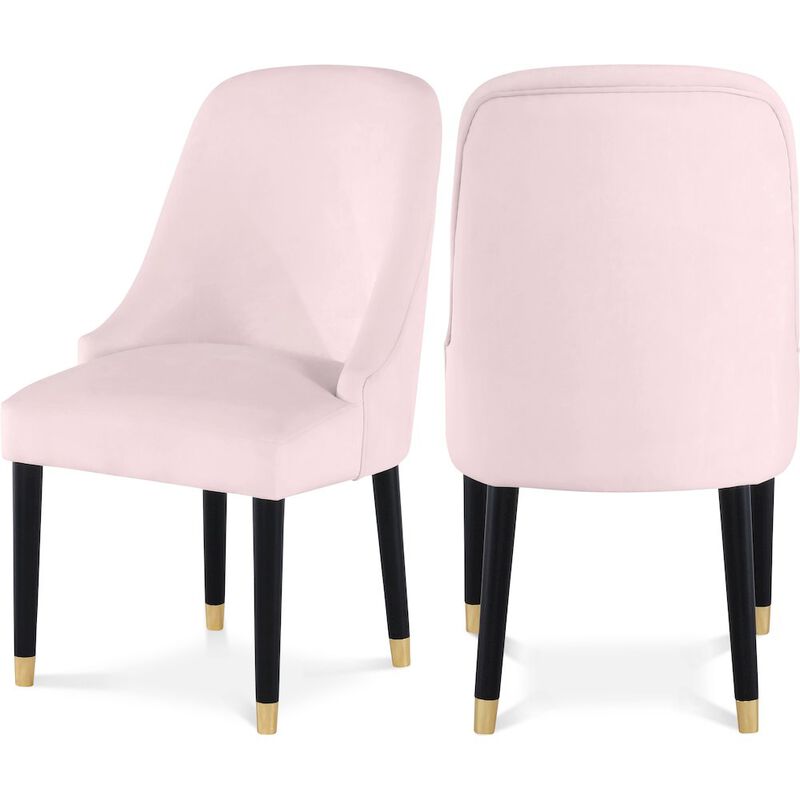 Meridian Furniture Omni Pink Velvet Dining Chair, Set of 2