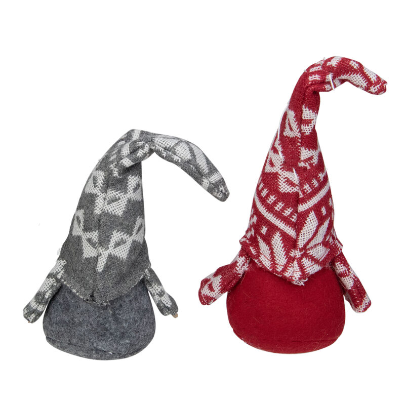 Set of 2 Red and Gray Gnomes with Nordic Hats Christmas Ornaments 7" image number 3