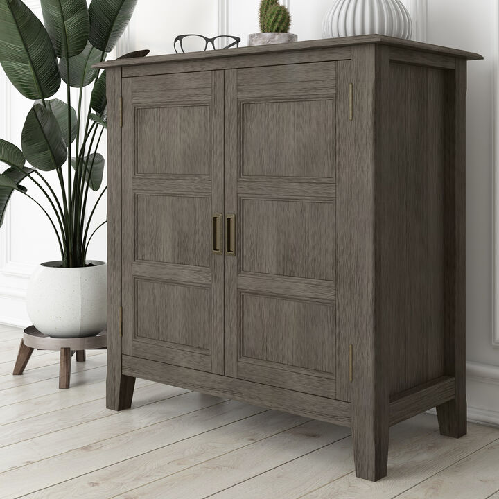 Burlington SOLID WOOD 30 inch Wide Transitional Low Storage Cabinet in Farmhouse Grey
