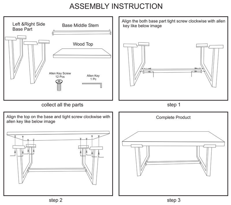 Marlon 48" Coffee Table | Handmade Aluminum Cast Black Frame | Natural Brown Solid Mango Wood Top