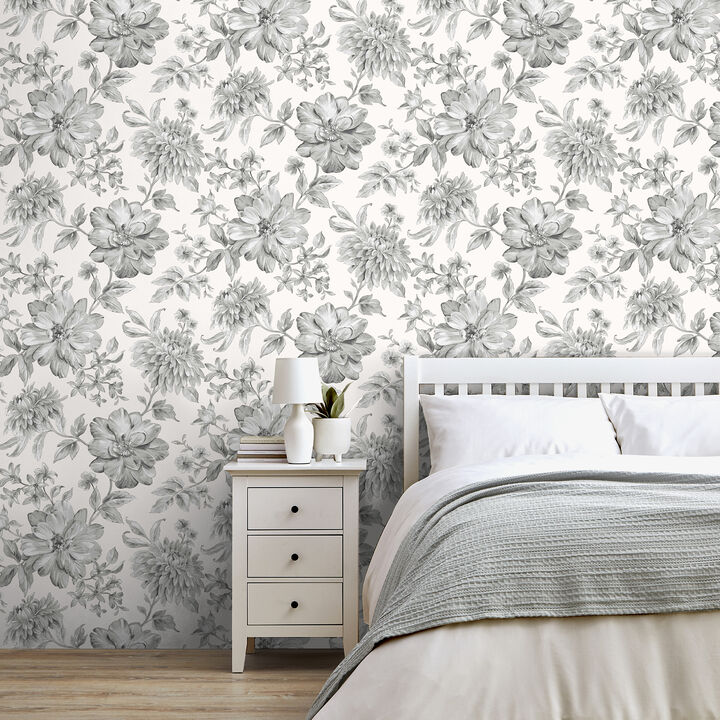 Gabriela Grey Floral Wallpaper