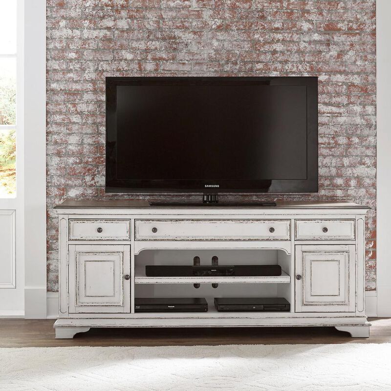 Liberty Furniture Magnolia Manor Entertainment TV Stand in Antique White image number 1