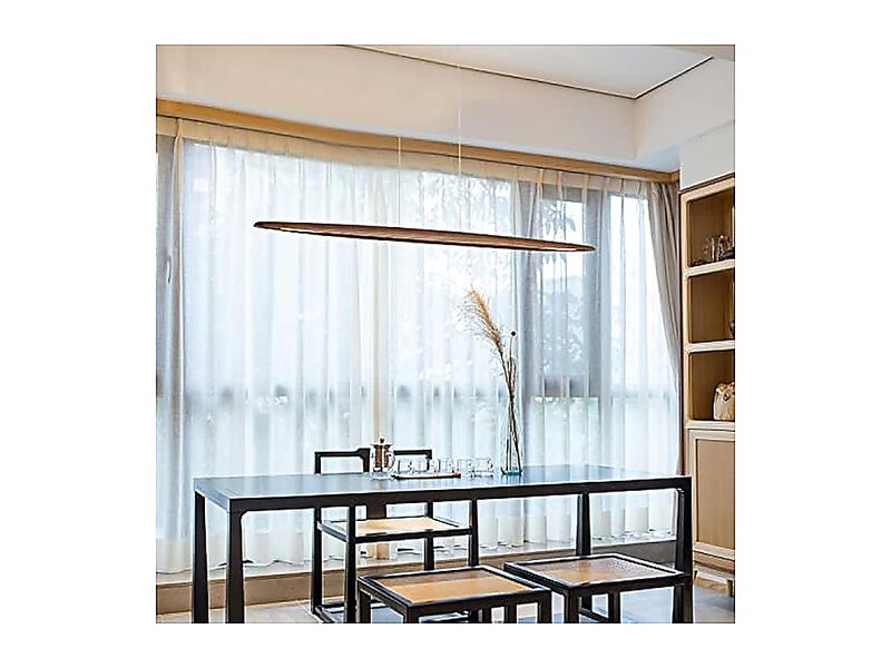 Wood Linear Pendant Hanging Light Fixture Minimalist Chandelier Kitchen Island image number 1