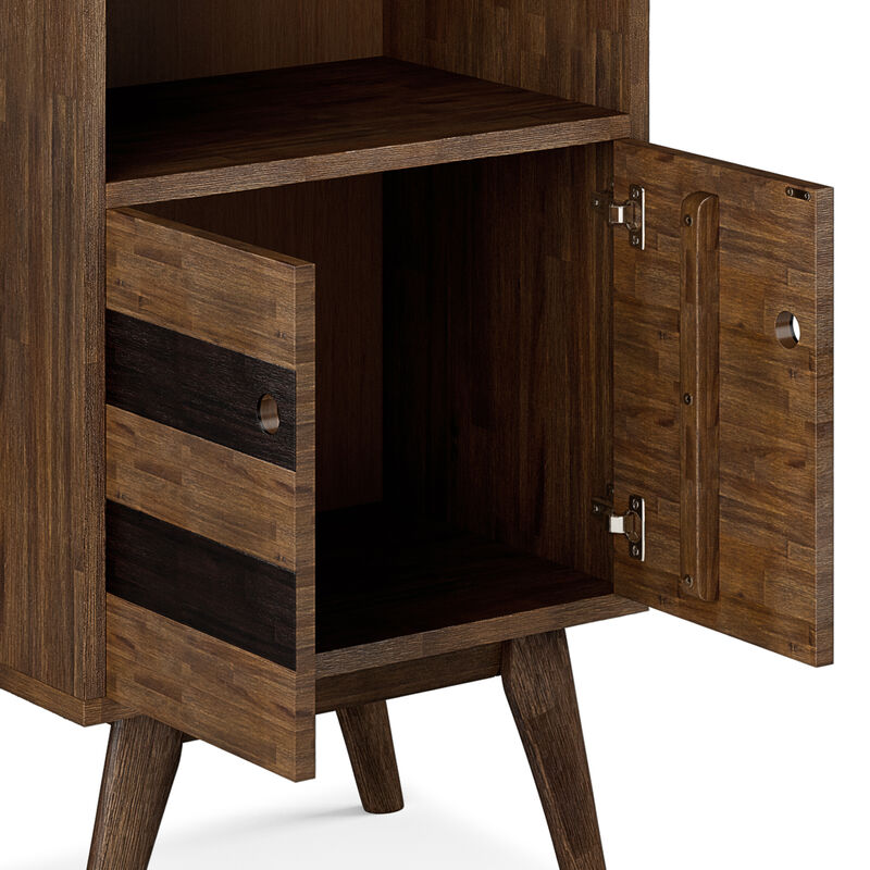 Clarkson SOLID ACACIA WOOD 70 inch x 22 inch Contemporary Bookcase with Storage in Rustic Natural Aged Brown