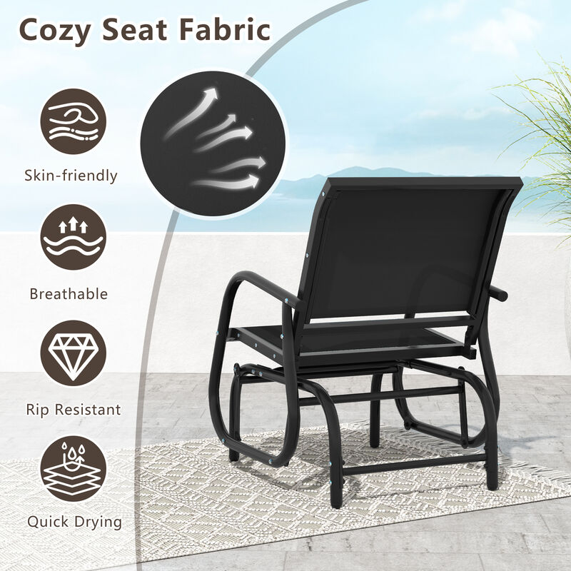 Heavy-Duty Outdoor Glider Chair &ndash; Rocking Swing Seat with Armrest for One