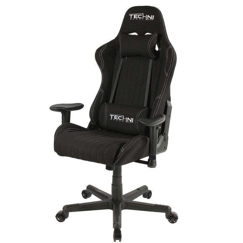 Techni Sport Fabric Ergonomic High Back Racer Style PC Gaming Chair, Black