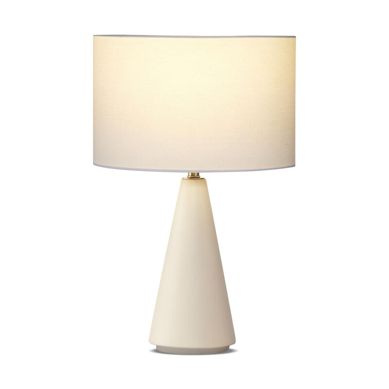 Brightech Nathaniel Cement LED Table Lamp - Sleek Minimalist Design with Cream Cotton Drum Shade - Eco-Friendly, Energy-Efficient Light for Urban and Coastal Decor
