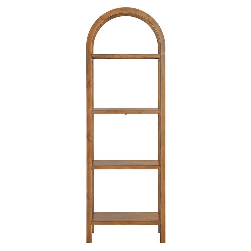 Modway Vexley 72 Inch Tall Narrow Arched Bookshelf in Walnut &ndash; Modern Pine and Acacia Wood Open Display Bookcase for Living Room, Office, Reading Nook image number 6