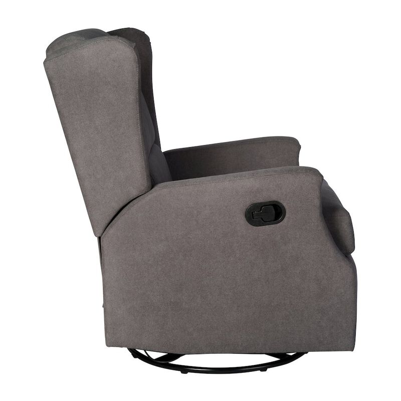 Flash Furniture Wingback Manual Reclining Glider Swivel Chair, Dark Gray image number 3