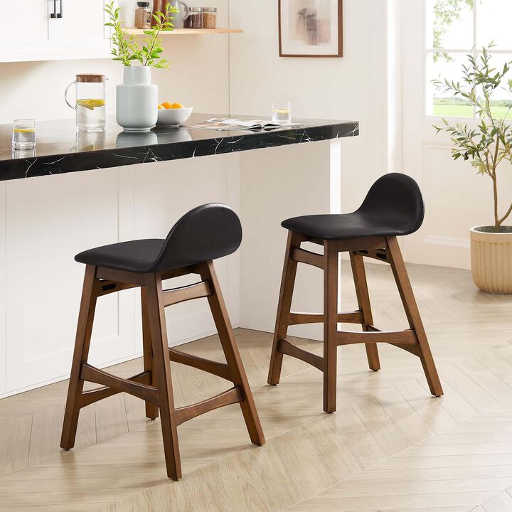 Modway EEI-6556-BRN Juno Wood Counter Stool - Set of 2, Brown