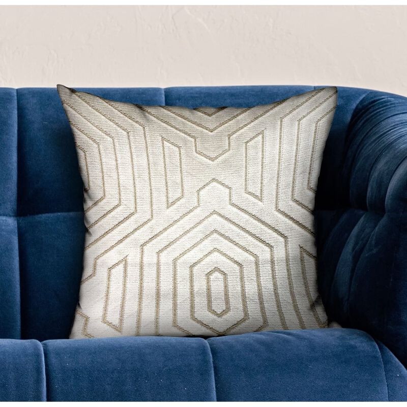 Plutus Brands Pearly Velvet Gray Geometric Luxury Throw Pillow image number 1