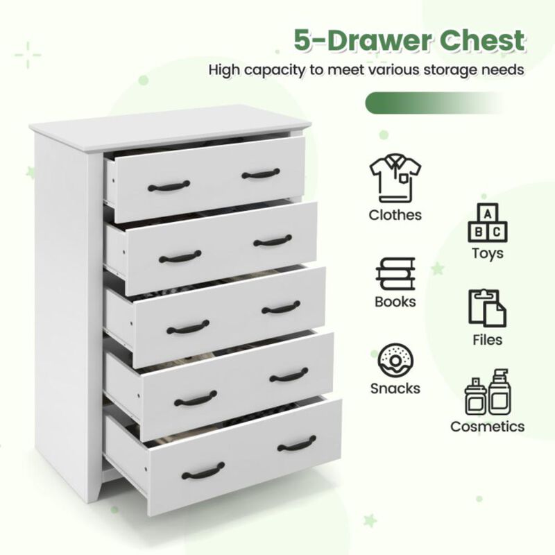 Hivvago Tall Storage Dresser with 5 Pull-out Drawers for Bedroom Living Room