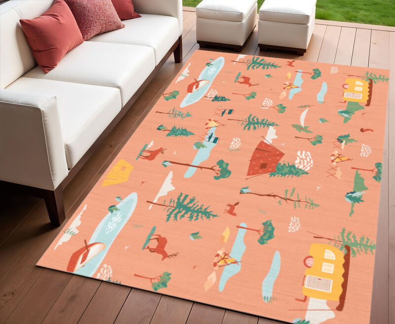 HomeRoots 4' X 6' Orange Indoor Outdoor Area Rug image number 1