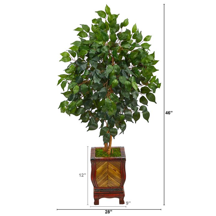 HomPlanti 46 Inches Ficus Artificial Tree in Decorative Planter
