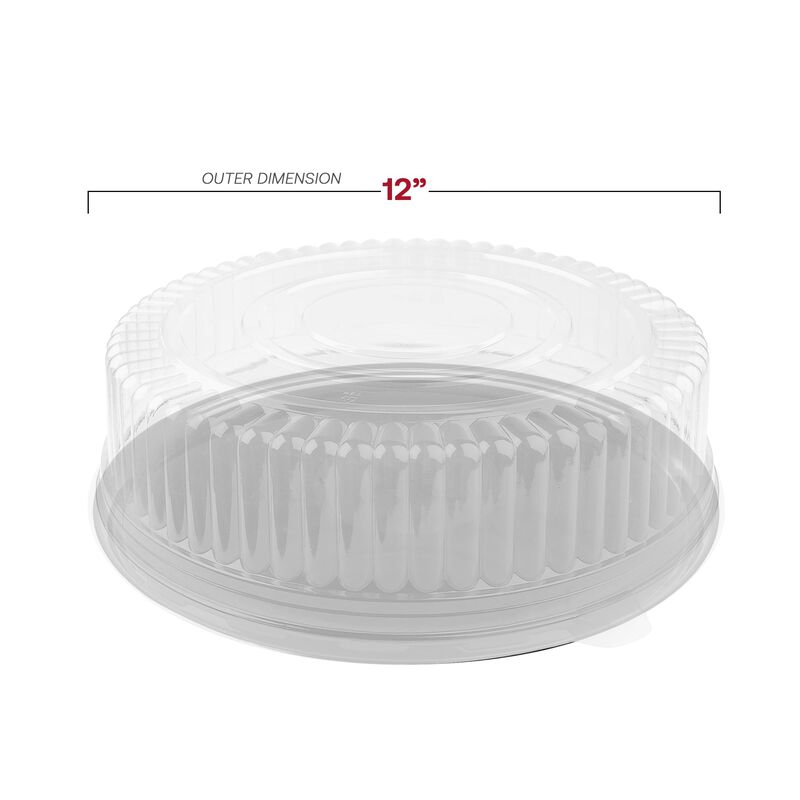 12" Black Round Plastic Trays with Lids (25 Sets) image number 3
