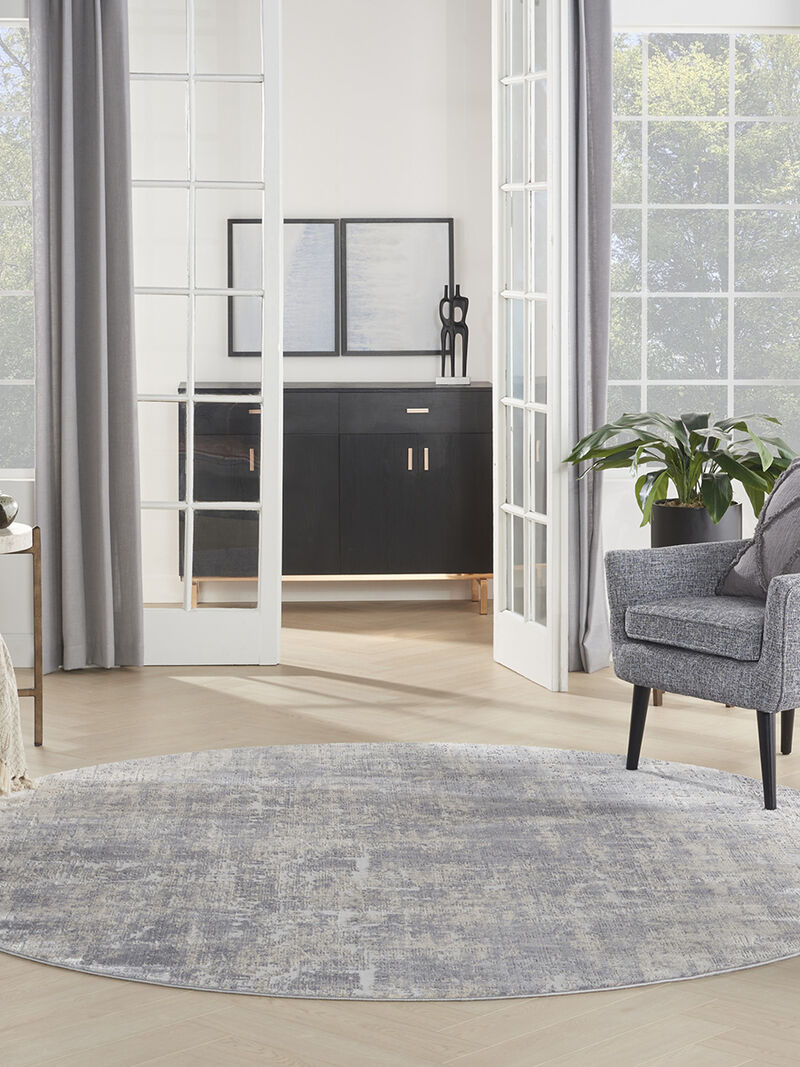 Rustic Textures RUS01 Ivory/Silver 5'3" x Round Rug