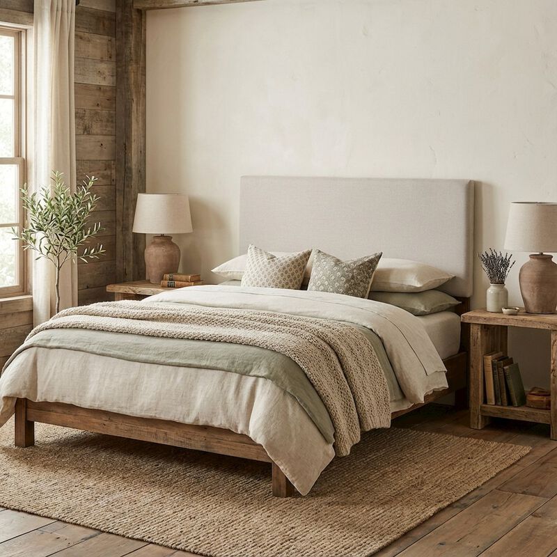 Upholstered Fabric King Headboard with Padded Design and Sturdy Construction image number 2