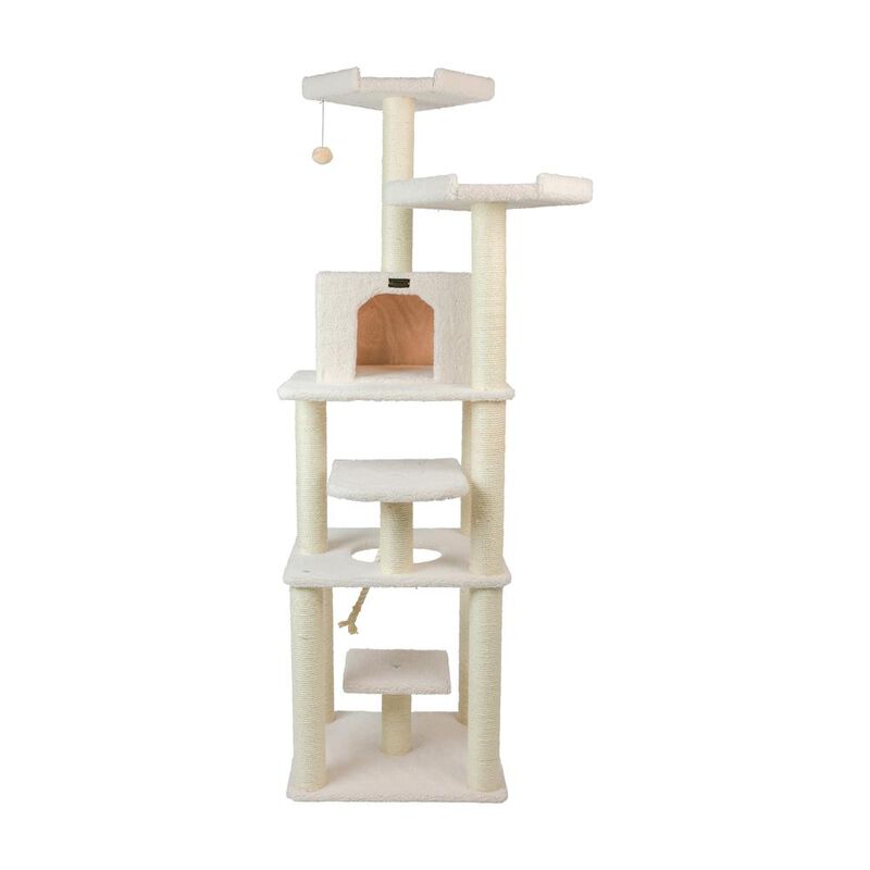 Armarkat Real Wood Cat Tree In Ivory, Jackson Galaxy Approved, Six Levels