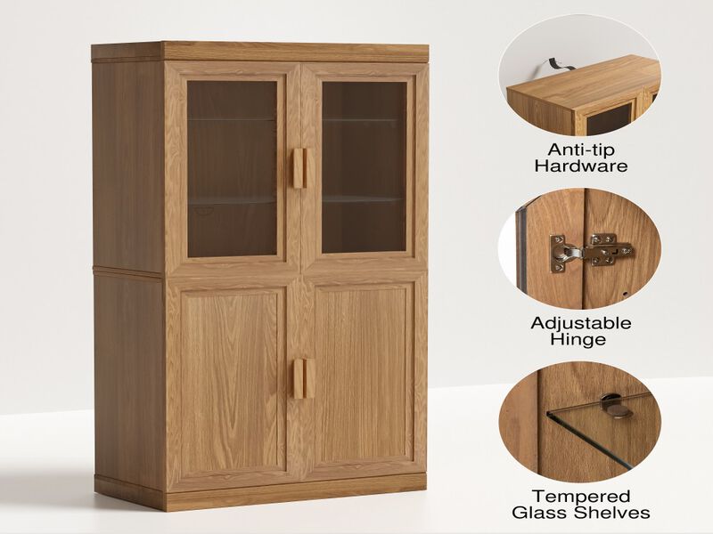 Modern Minimalist Wood Grain Decorative Storage Cabinet Combination Cabinet with 6-Story Shelves image number 3