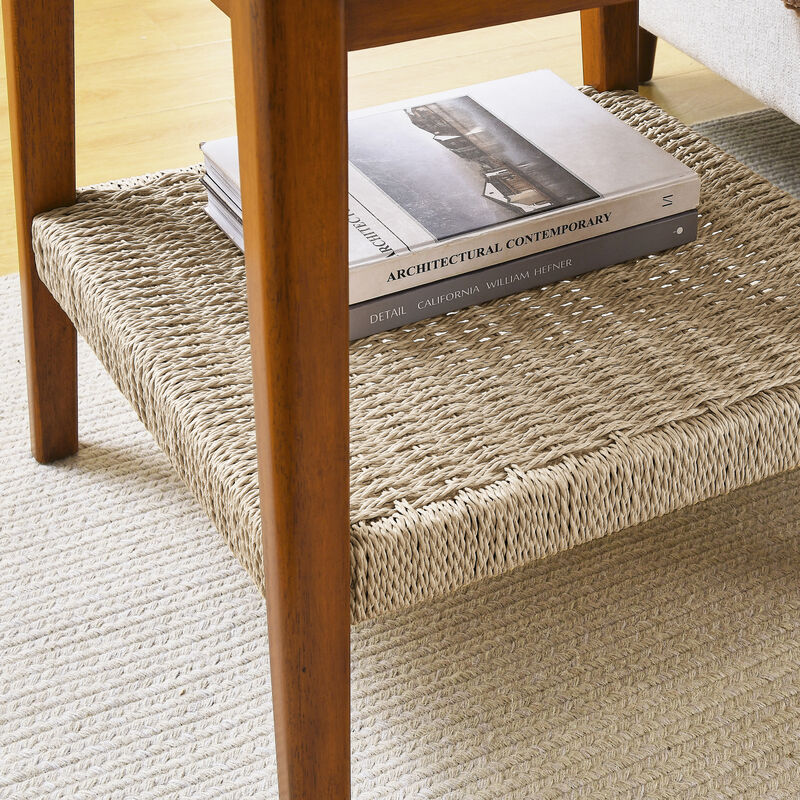 Streamdale Boho Mid-Century Woven Side Table with Storage image number 5