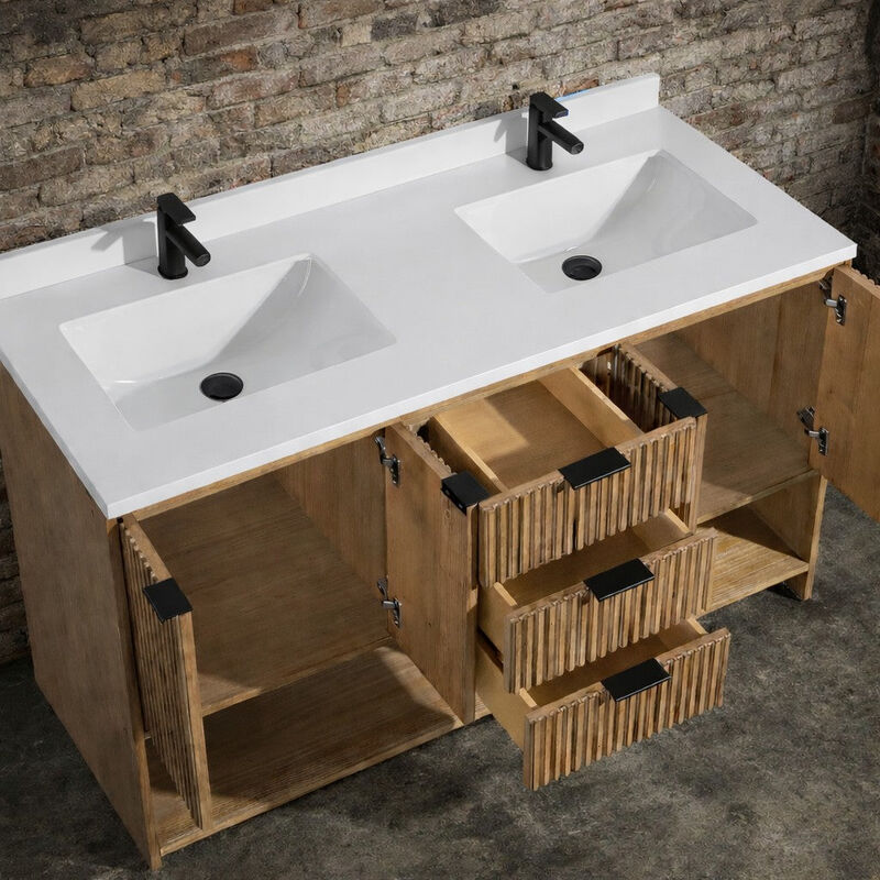 Diego 55" Bathroom Vanity Weathered Fir image number 4