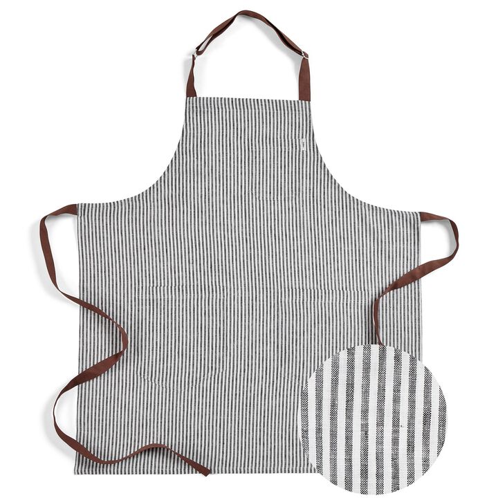 Solino Home 100% Pure Linen Apron - Linen Bib Apron