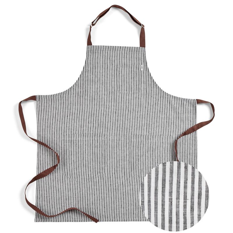 Solino Home 100% Pure Linen Apron - Linen Bib Apron