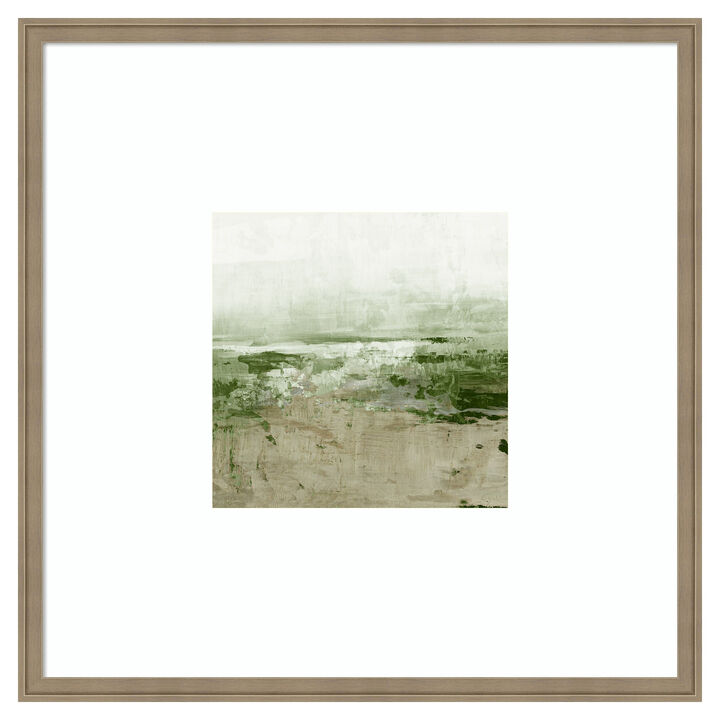 Muted Landscape in Greens by Emma Peal Wood Framed Wall Art Print