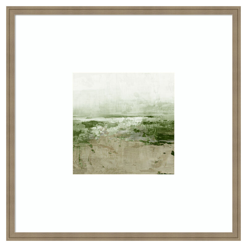 Muted Landscape in Greens by Emma Peal Wood Framed Wall Art Print image number 0