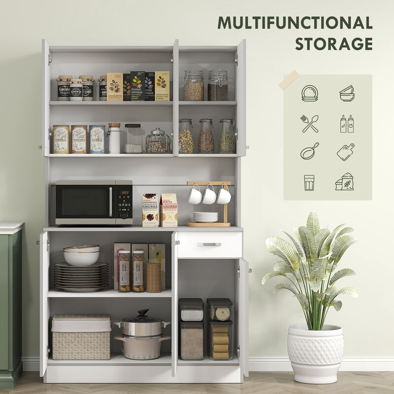 Hivvago Tall Storage Cabinet with Countertop and 3 Adjustable Shelves image number 3
