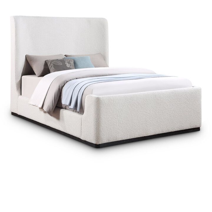 Meridian Furniture Oliver Cream Boucle Fabric Queen Bed