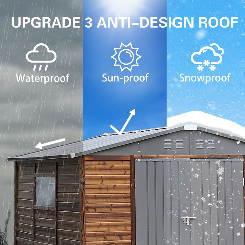 Mondawe 8x8FT Outdoor Cedarwood Storage Shed,Weather Resistance Drainage And Ventilation Tool Shed image number 3