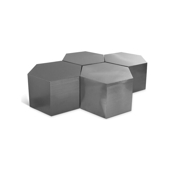Meridian Furniture Hexagon Brushed Chrome Coffee Table