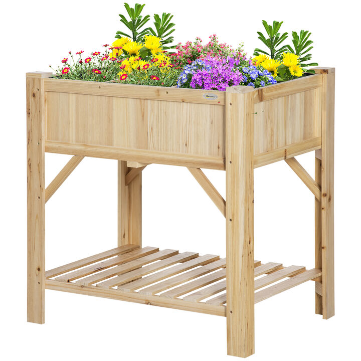 Raised Garden Bed, 6 Grid, 31" x 23" Storage Shelf for Vegetables, Flowers, Herbs