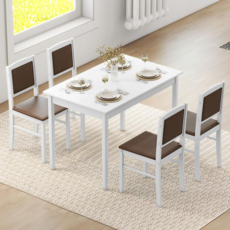Hivvago 5-Piece Dining Set for 4 with Rubber Wood Legs for Small Dining Room