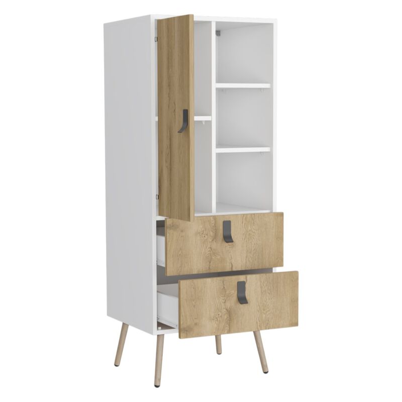 HomeRoots 20" White and Natural Two Drawer Chest image number 2