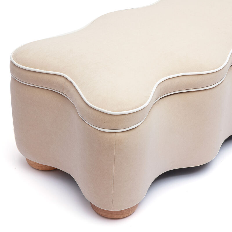 Thalia Pink Performance Velvet Storage Bench image number 4