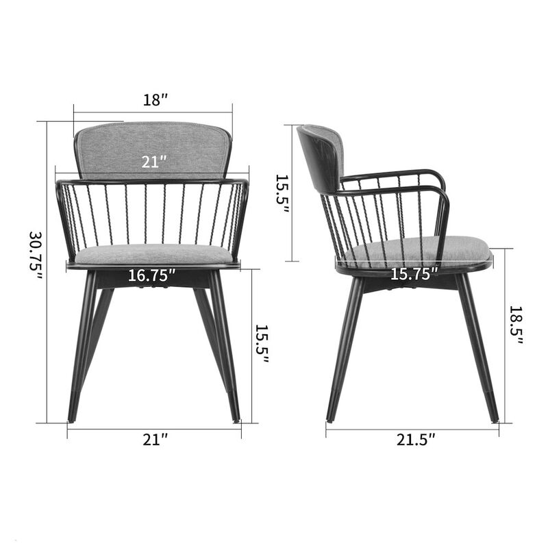 Glamour Home Set of 2 Bairn Gray Fabric Dining Chair with Dark Walnut Wood Legs