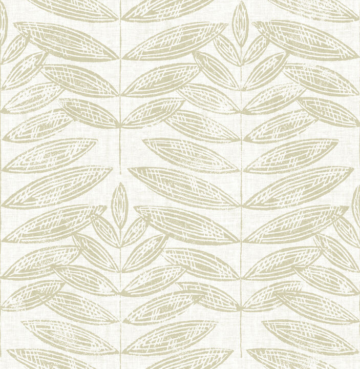 Akira Taupe Leaf Wallpaper