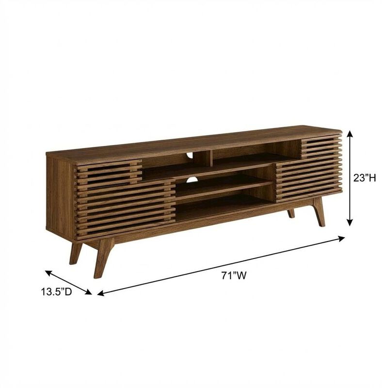 Brown Wood TV Console with Spacious Surface and Modern Design image number 2