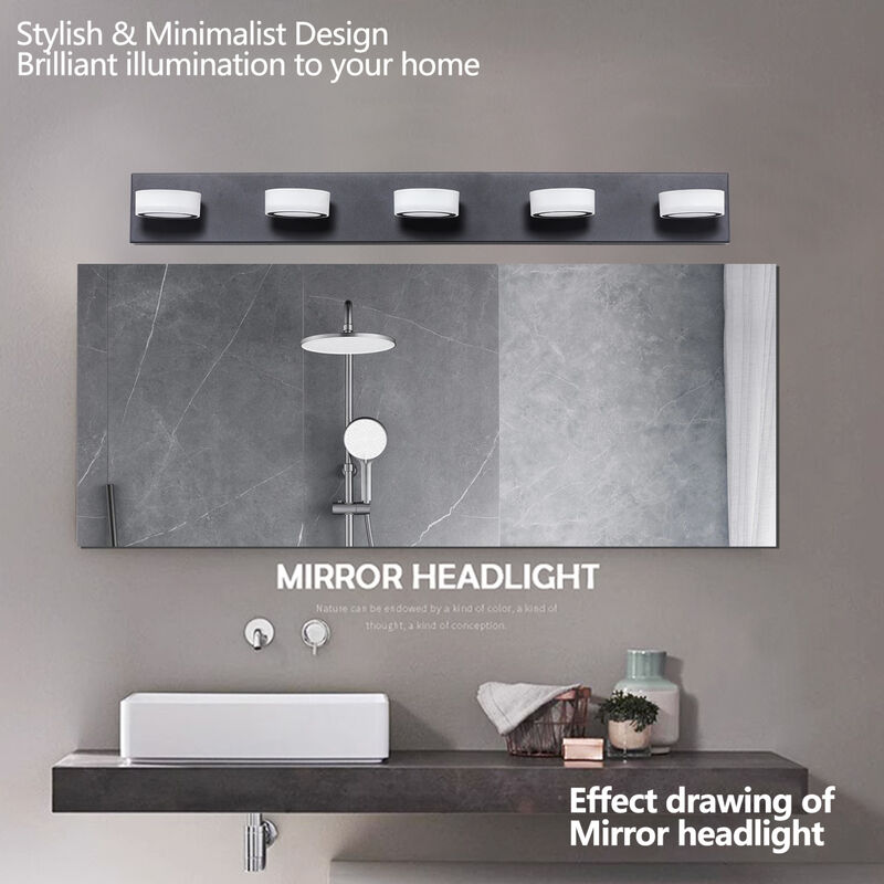 ELEMENT ACE Modern 5-Light LED Vanity Light Fixture, Wall Mounted Dimmable Indoor Lighting for Bathroom Mirror, Shower, Living Room and Dressing Room Use image number 5