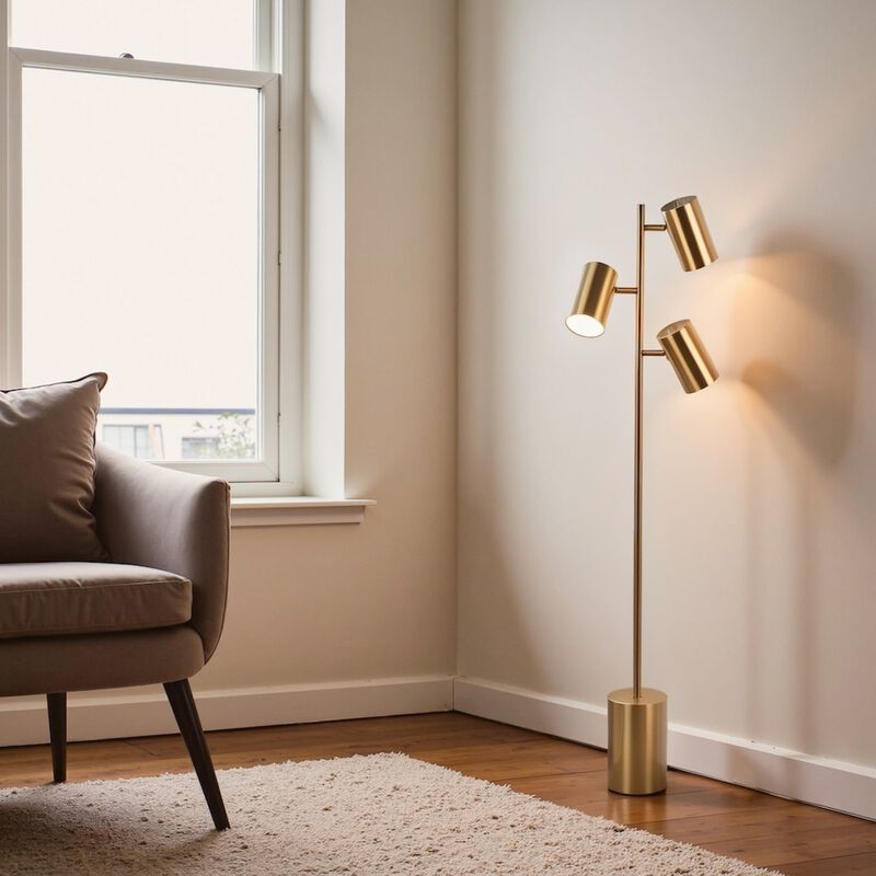 ELEMENT ACE Adjustable Triple Spot Floor Lamp with Rotary Switch, Sturdy Metal Base, Customizable Lighting for Living Room Bedroom Office Home Decor image number 2