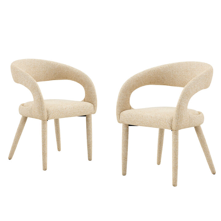 Set of 2 dining chairs, sherpa upholstered open back dining chairs with hollow back, modern metal frame accent chairs for dining room
