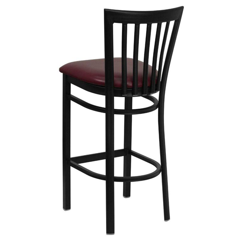 Flash Furniture HERCULES Series Black School House Back Metal Restaurant Barstool - Burgundy Vinyl Seat